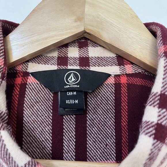 Volcom Leland Button Plaid Flannel Shirt Size M Red Country Southwestern Men's - Picture 6 of 9